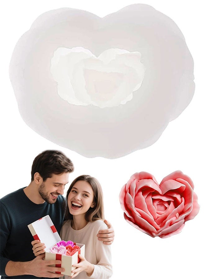 3D Rose Heart Silicone Candle Mold, 2 x 2.6 Inch Non-Stick Molds for Eid Valentine's Day Use for Candle Chocolate Candy Cheesecake Jelly Soap Home Decor - Image 1