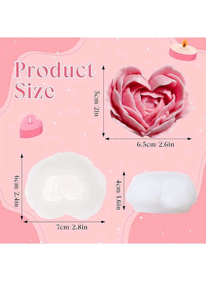 3D Rose Heart Silicone Candle Mold, 2 x 2.6 Inch Non-Stick Molds for Eid Valentine's Day Use for Candle Chocolate Candy Cheesecake Jelly Soap Home Decor - Image 2