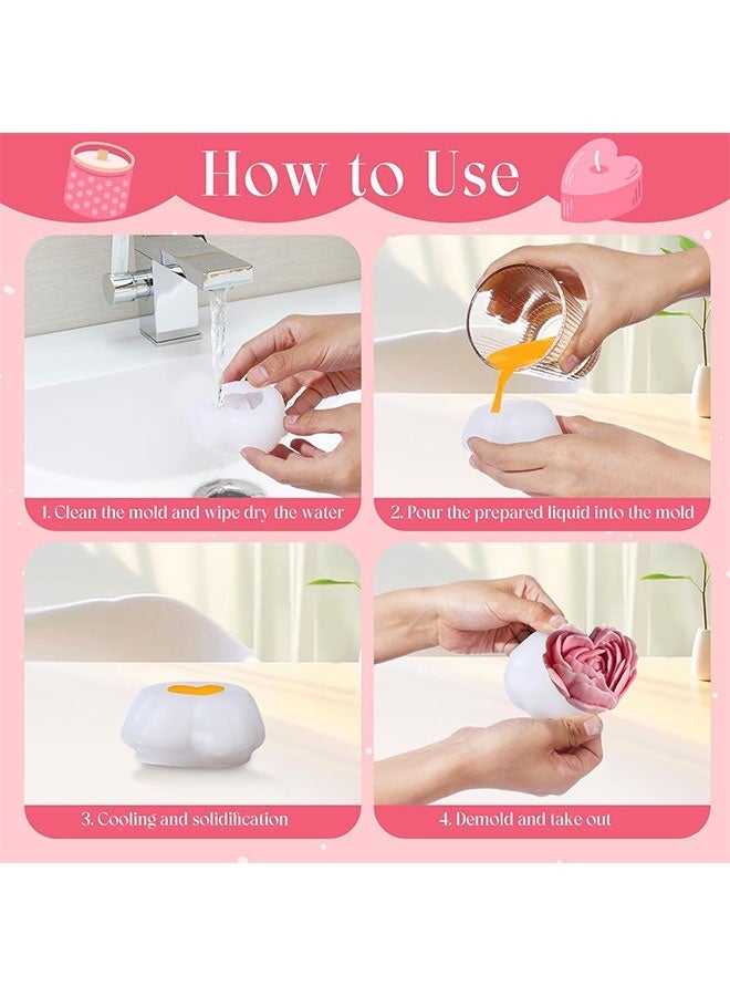 3D Rose Heart Silicone Candle Mold, 2 x 2.6 Inch Non-Stick Molds for Eid Valentine's Day Use for Candle Chocolate Candy Cheesecake Jelly Soap Home Decor - Image 4