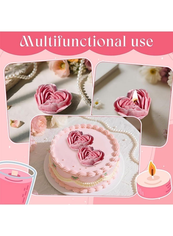 3D Rose Heart Silicone Candle Mold, 2 x 2.6 Inch Non-Stick Molds for Eid Valentine's Day Use for Candle Chocolate Candy Cheesecake Jelly Soap Home Decor - Image 5