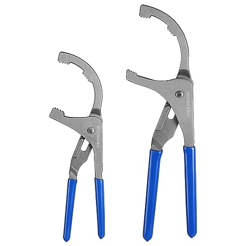 WORKPRO Oil Filter Wrench Set 9 12 Adjustable Oil Filter Removal Pliers Tools Ideal for Engine Filters Cars and Trucks 2piece - Image 1