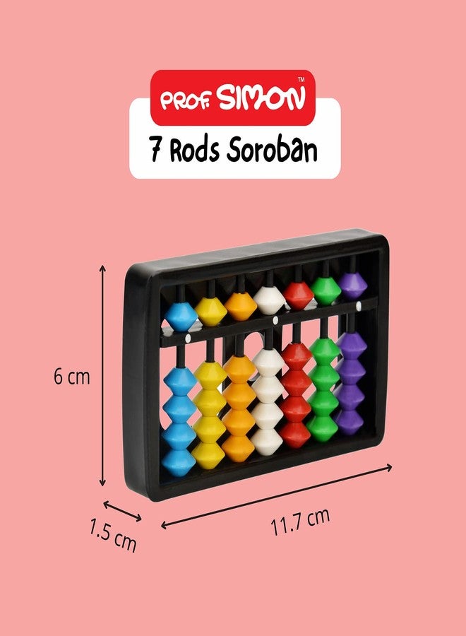 PROF. SIMON 7 Rods/Digits Soroban Plastic Abacus With Multi-Colored Beads, Kid - Image 2