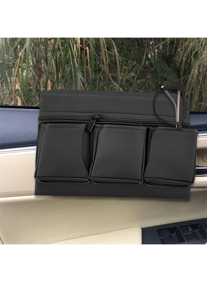 MVAQKLM  Car Window Armrest Storage Box, Leather Vehicle Side Door Organizer with Multiple Pockets, Comfortable Automotive Arm Elbow Rest Pad Bag Accessories, Universal for Most Cars  - Image 5