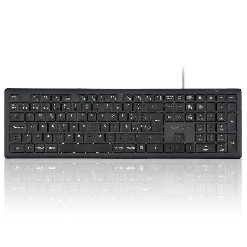 Perixx PERIBOARD-210 Teclado Full Size con Cable, diseÃ±o Ultra Delgado y teclas silenciosas, para ordenador, Laptop, PC y Escritorio, DisposiciÃ³n en espaÃ±ol, Color Negro - Image 1