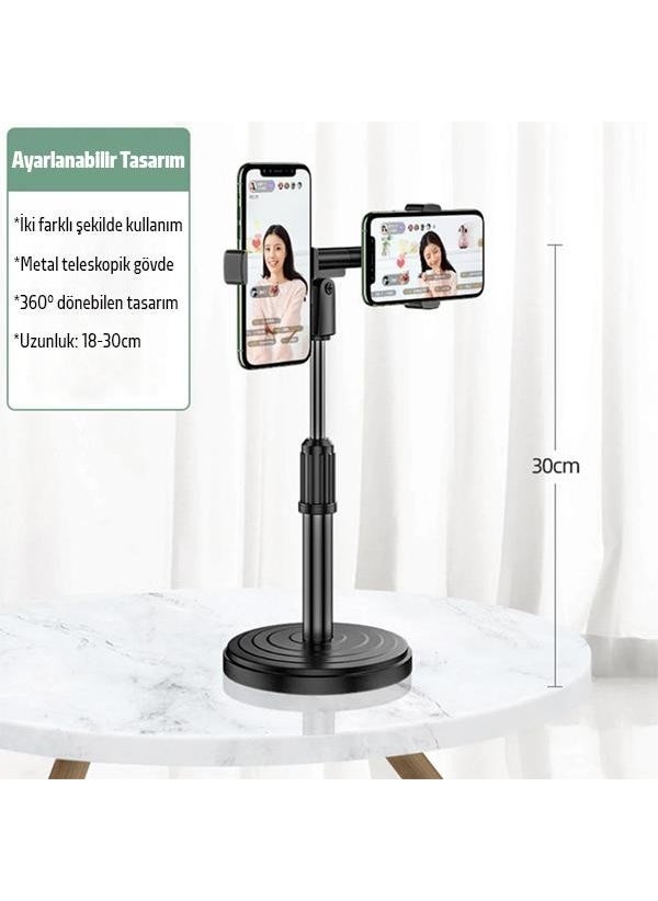 Coofbe - Desktop Live Broadcast Set Double Phone Holder Stand Desktop Live Broadcast Set - Image 1