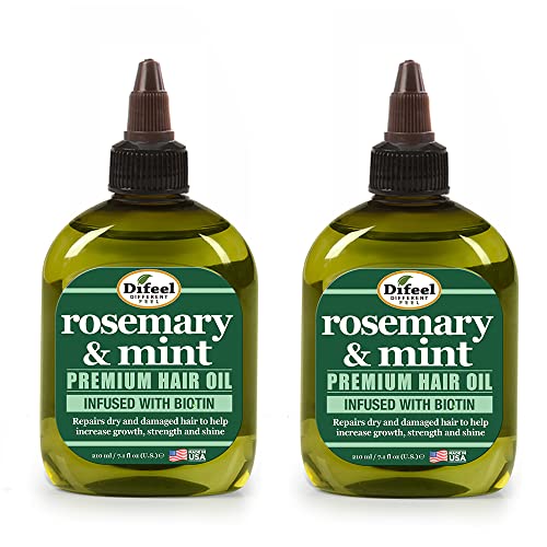 Difeel Rosemary and Mint Premium Hair Oil with Biotin 7.1 oz. (PACK OF 2) - Made with Natural Mint & Rosemary Oil for Hair Growth - Image 1