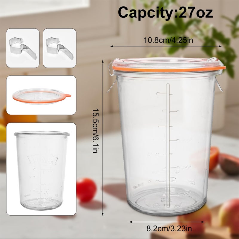 PYVYLO Glass Sourdough Starter Jar,27oz Wide Mouth Jars for Sourdough Starter,Airtight Food Storage Containers with Glass Lid for Bread Baking Supplies - Image 3