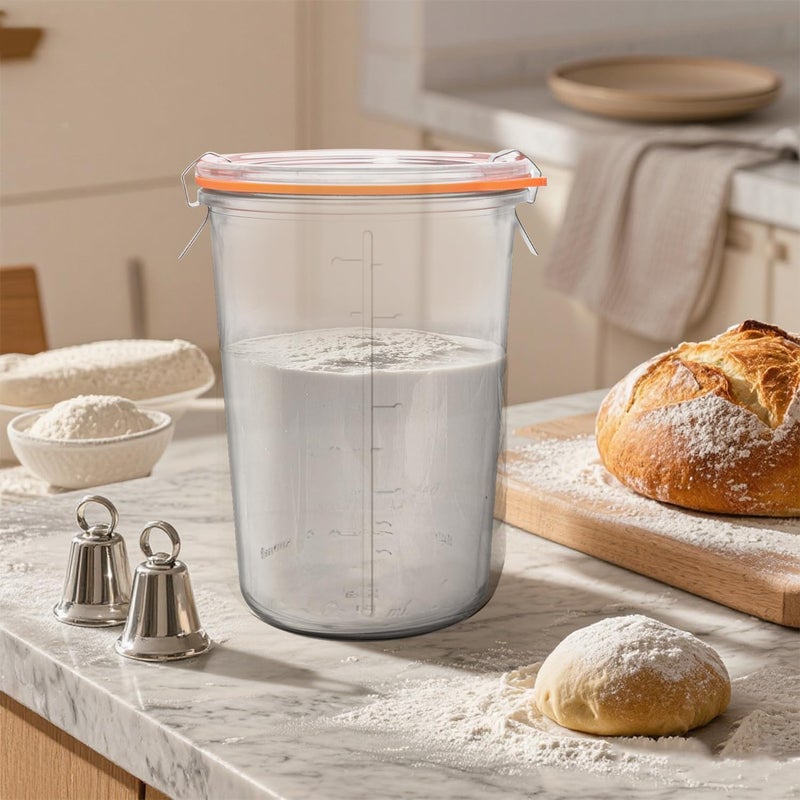 PYVYLO Glass Sourdough Starter Jar,27oz Wide Mouth Jars for Sourdough Starter,Airtight Food Storage Containers with Glass Lid for Bread Baking Supplies - Image 5