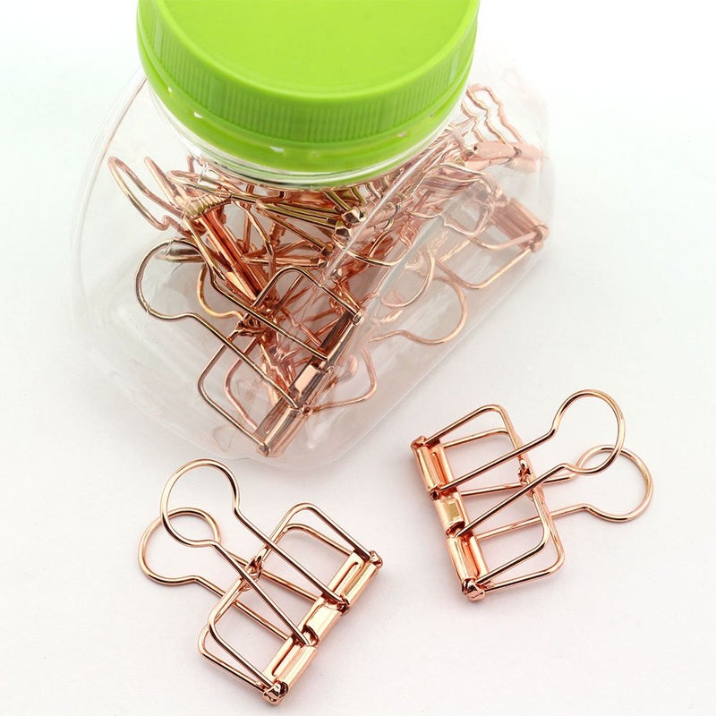 NX Garden NXG 12 Pack Medium Metal Wire Binder Clips, Office Supplier School Accessories,Colorful Hollow Out Paper Organizer, Paper Binder Clip (Rose Gold) - Image 4