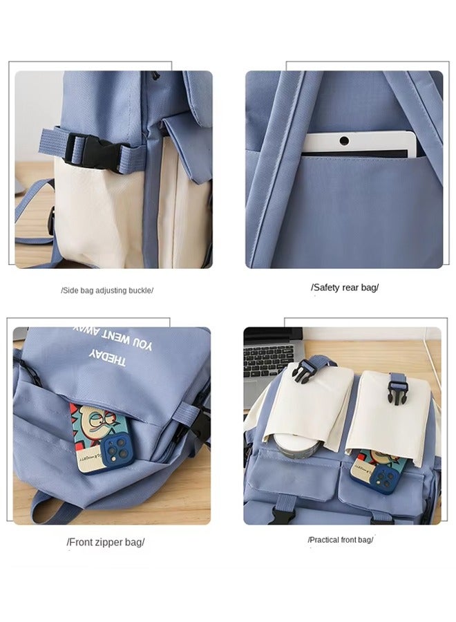 5 Pcs Kids' School Bag,Adult Backpack Set,Student School Bags Backpacks with Pendant Lunch Bag Pencil Case Handbag Coin Purse for Teen Girls School Backpack  - Image 5