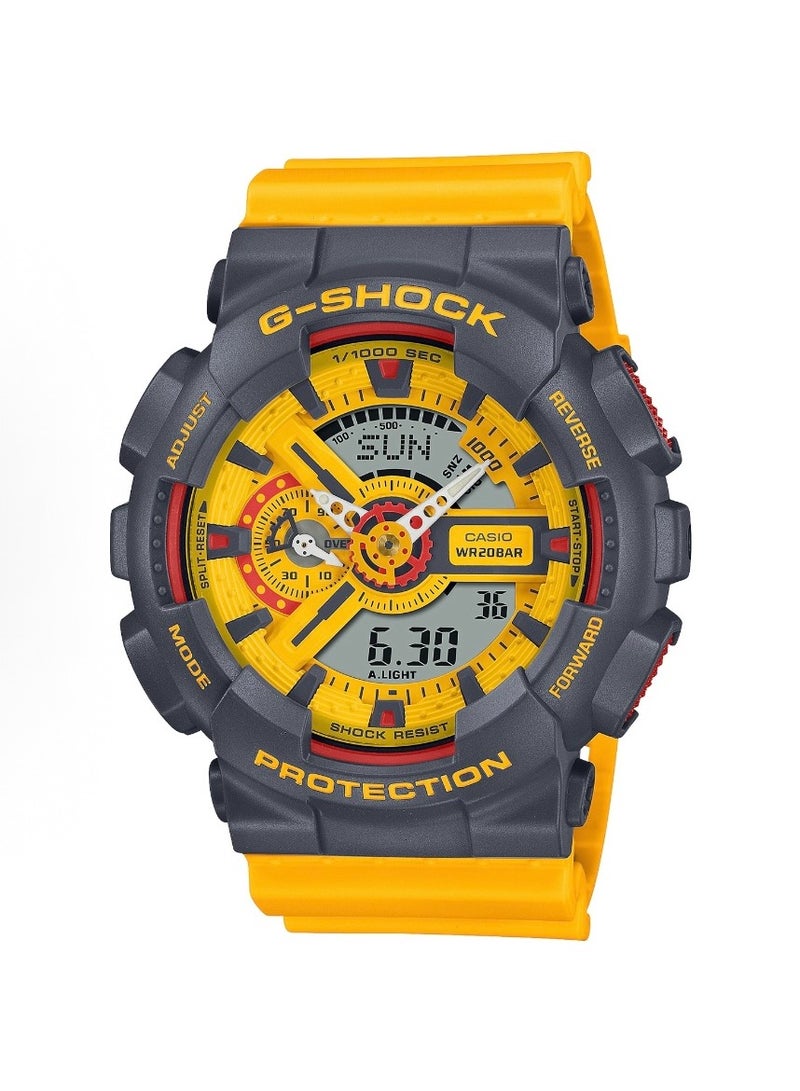 CASIO Sports Waterproof and Shockproof Watch GA-110 Gray Yellow