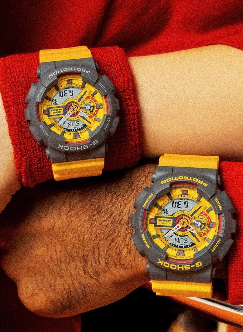 CASIO Sports Waterproof and Shockproof Watch GA-110 Gray Yellow