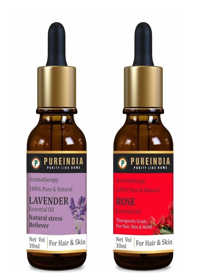 Pureindia Combo Rose & Lavender Essential Oil for Hair Growth, Hair Fall Control and Nourishment, Skin Care, 100% Pure, Natural, Undiluted | 30ml - Image 2