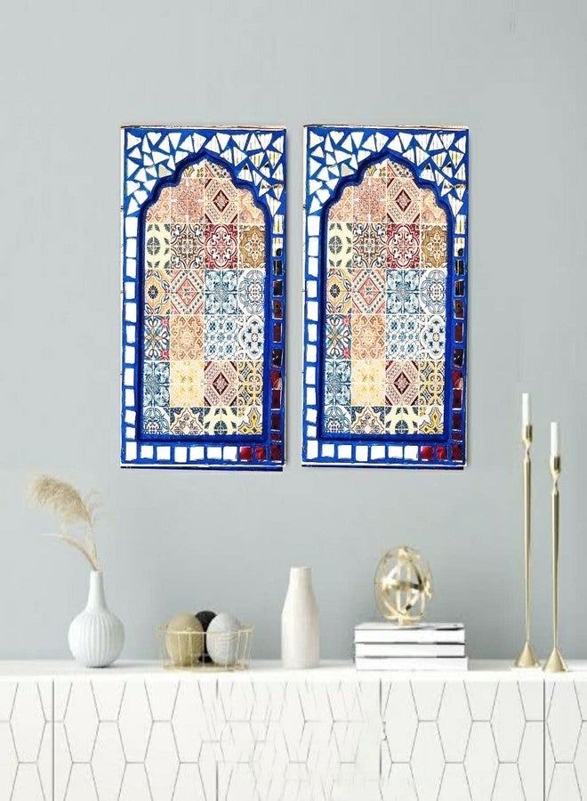 HANDMADE BUZZ زينة جدارية خشبية يدوية الصنع من نوع "جاروكا" لتزيين المنزل | عبوة من قطعتين | لوحة جدارية راجستانية مصنوعة يدويًا | مظلات خشبية عتيقة من خشب MDF لغرفة المعيشة، غرفة النوم، الصالة | زينة وهدية مثالية لعيد ديوالي - Image 2