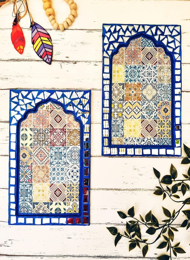 HANDMADE BUZZ زينة جدارية خشبية يدوية الصنع من نوع "جاروكا" لتزيين المنزل | عبوة من قطعتين | لوحة جدارية راجستانية مصنوعة يدويًا | مظلات خشبية عتيقة من خشب MDF لغرفة المعيشة، غرفة النوم، الصالة | زينة وهدية مثالية لعيد ديوالي - Image 1