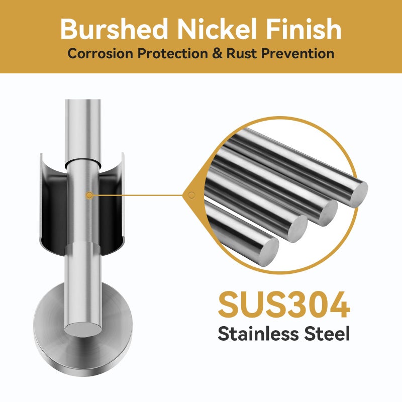 Bubxo Brushed Nickel Towel Bar, 24 Inch Bathroom Towel Rack, Towel Holder Wall Mounted, Thicken SUS304 Stainless Steel Towel Rod Modern Home Decor (Total Length 26 Inch) - Image 3
