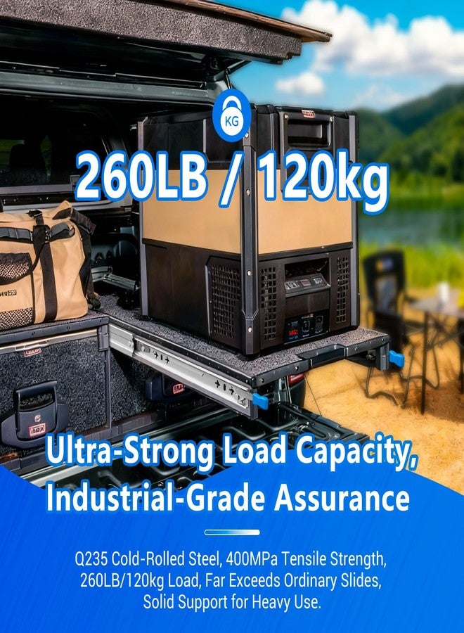 VAGUDE with Lock Heavy Duty Drawer Slides 12 14 16 18 20 22 24 26 28 30 32 34 36 40 Inch 250 Lbs Side Mount Full Extension Ball Bearing Rails Rail Tool Box Runner Glide -W:53mm, 12 Inch - Image 3