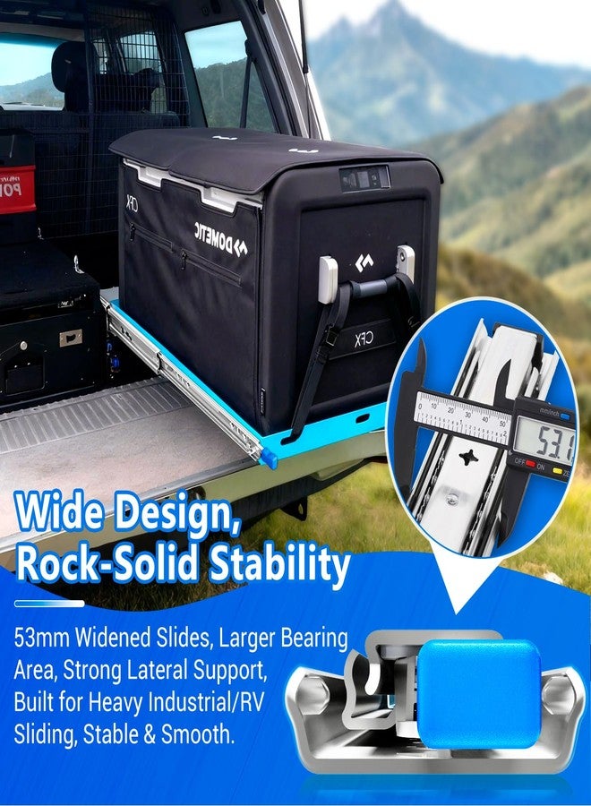 VAGUDE with Lock Heavy Duty Drawer Slides 12 14 16 18 20 22 24 26 28 30 32 34 36 40 Inch 250 Lbs Side Mount Full Extension Ball Bearing Rails Rail Tool Box Runner Glide -W:53mm, 12 Inch - Image 4