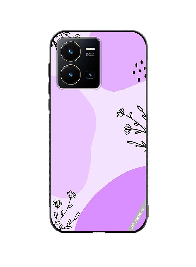 Protective Case Cover For Vivo Y35 Purple Flower Design Multicolour