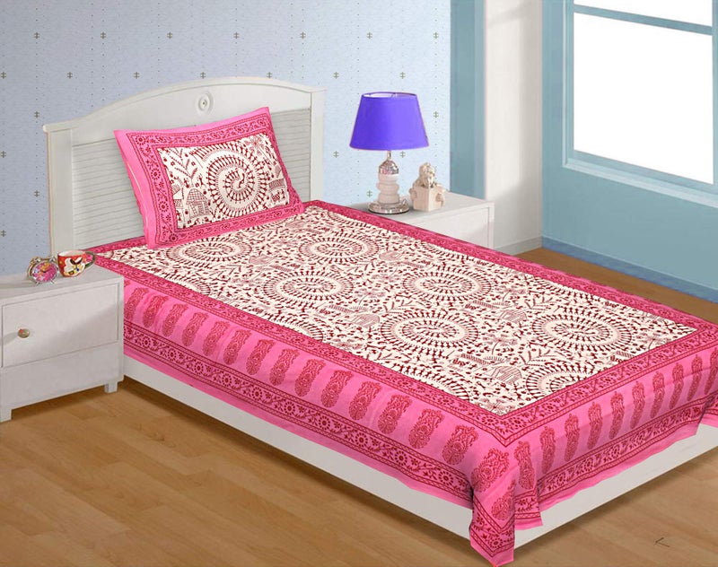 UNIBLISS Cotton 144 TC Bedsheet (Single_Pink) - Image 1