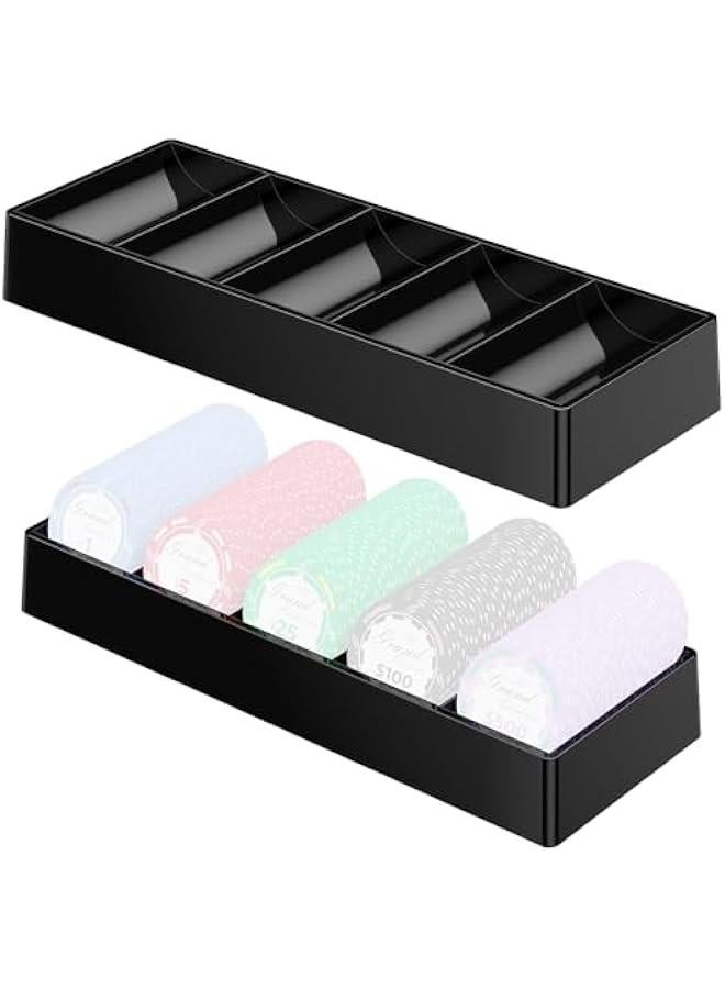 Arabest 2 Pcs Poker Chip Holder Acrylic Poker Chip Tray Rack Chips Storage Display Case, Each Holds 100 Chips, Poker Table Dealer Chips Tray for Home Party Club - Image 1