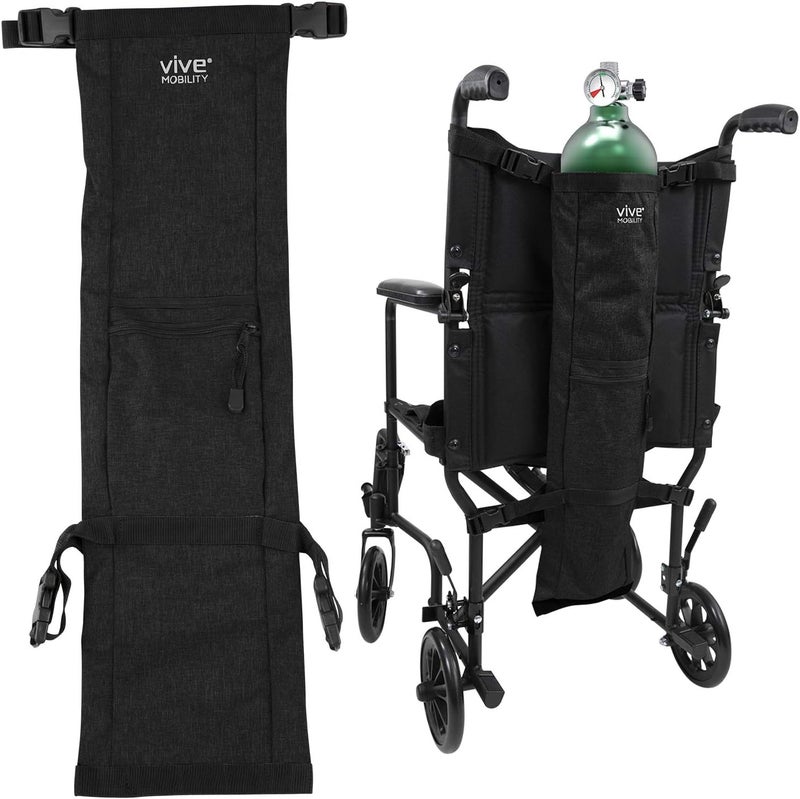 Vive Oxygen Tank Holder for Wheelchair - Portable Medical Cylinder Backpack for Travel - Carrier Accessories Bag for Walker, Rollator, Scooter - Case Fits Canister Sizes M2, M4, M6, M9, C, D, E