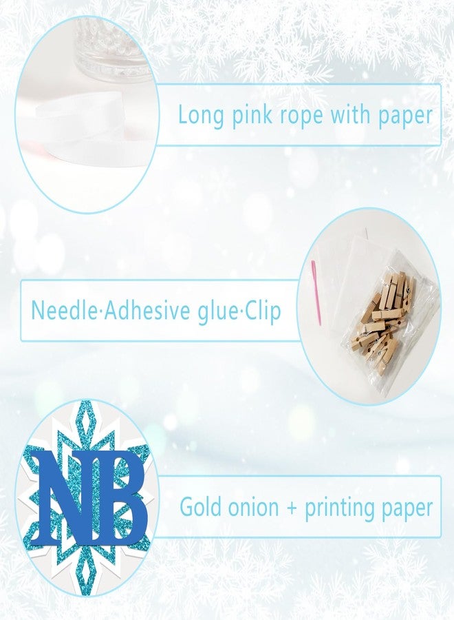 Aukolass Snowflake 1st Birthday Photo Banner for Boy from Newborn to 12 Months, Winter Wonderland Monthly Milestones Bunting Garland for Christmas First Birthday Party Decoration (Blue) - Image 3