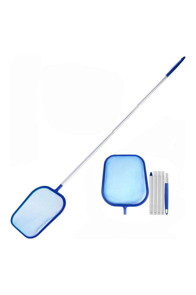 Pool Skimmer, Pool Skimmer Net Basket With Pole 122cm, Pool Sturdy Frame Fine Mesh Net Leaf Skimmer Suitable For Spas, Hot Tubs, Fountain, Fish Tank for Cleaning Pool Leaves and Debris - Image 1