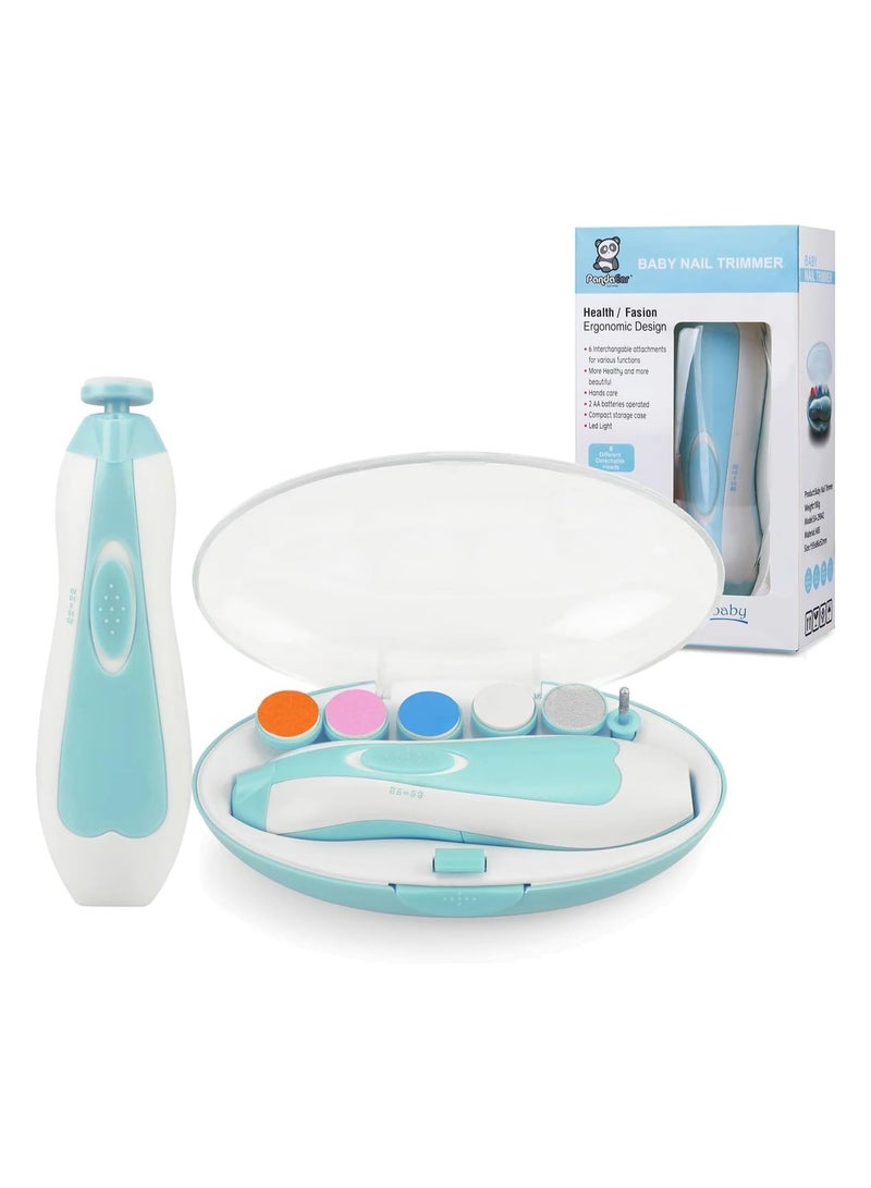PandaEar Baby Nail Trimmer Newborn Electric Nail File Baby Nail Clippers Kit with Extra 6 Replacement Pads Lime a Ongle Electrique Bebe Blue - Image 1