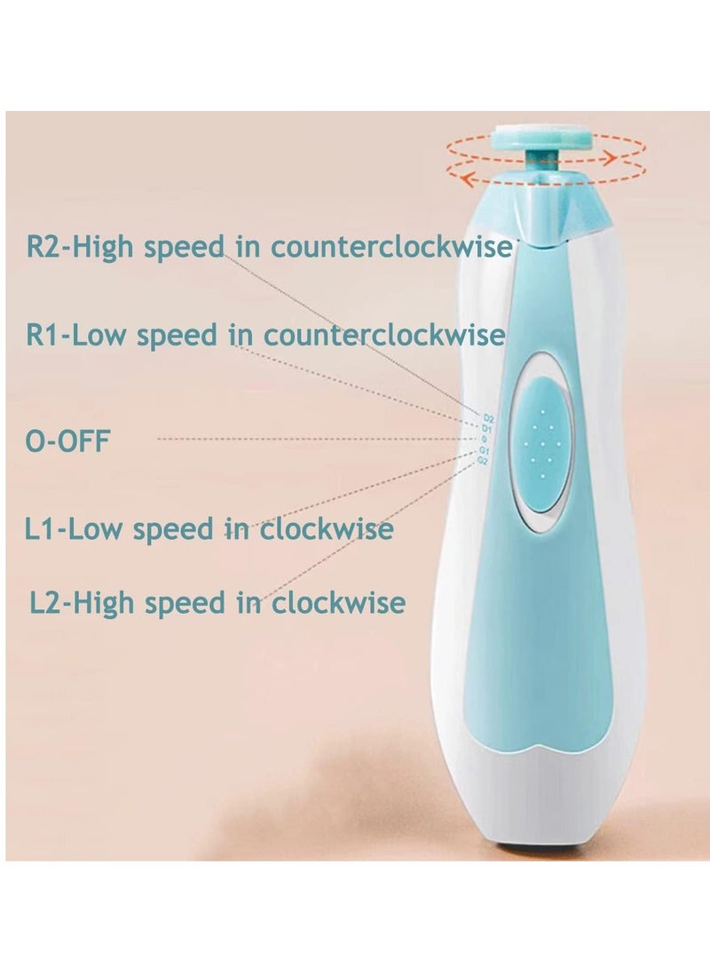 PandaEar Baby Nail Trimmer Newborn Electric Nail File Baby Nail Clippers Kit with Extra 6 Replacement Pads Lime a Ongle Electrique Bebe Blue - Image 2