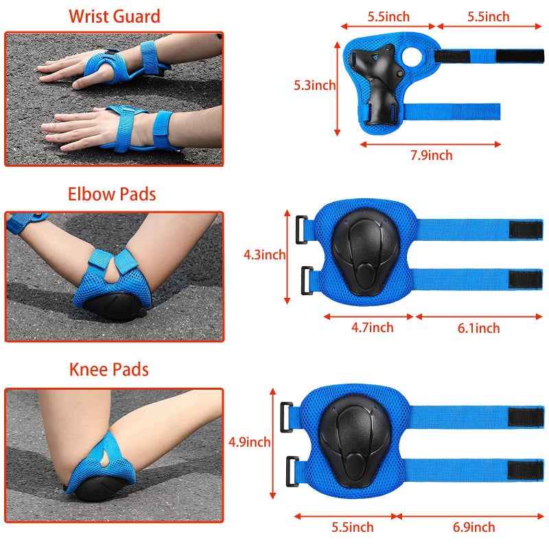 FOOKCIAN Kids Bike Helmet Set Adjustable for Children, Boys, Girls and Teenagers Aged 3-8 Years Includes Elbow, Knee, Wrist Guards Children's Helmet Protection Set for Bikes SkateboardsRollerskates - Image 3