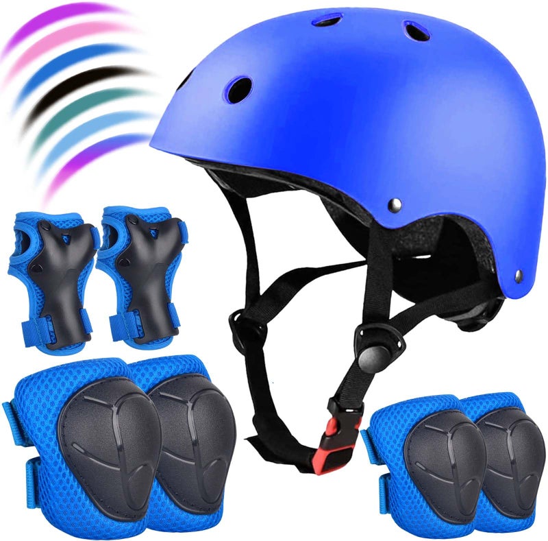 FOOKCIAN Kids Bike Helmet Set Adjustable for Children, Boys, Girls and Teenagers Aged 3-8 Years Includes Elbow, Knee, Wrist Guards Children's Helmet Protection Set for Bikes SkateboardsRollerskates - Image 1