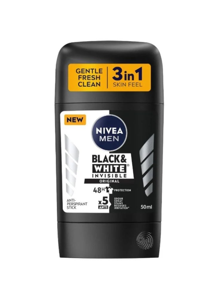 Nivea Men Invisible Black & White  Anti Perspirant Stick 50Ml - Image 1