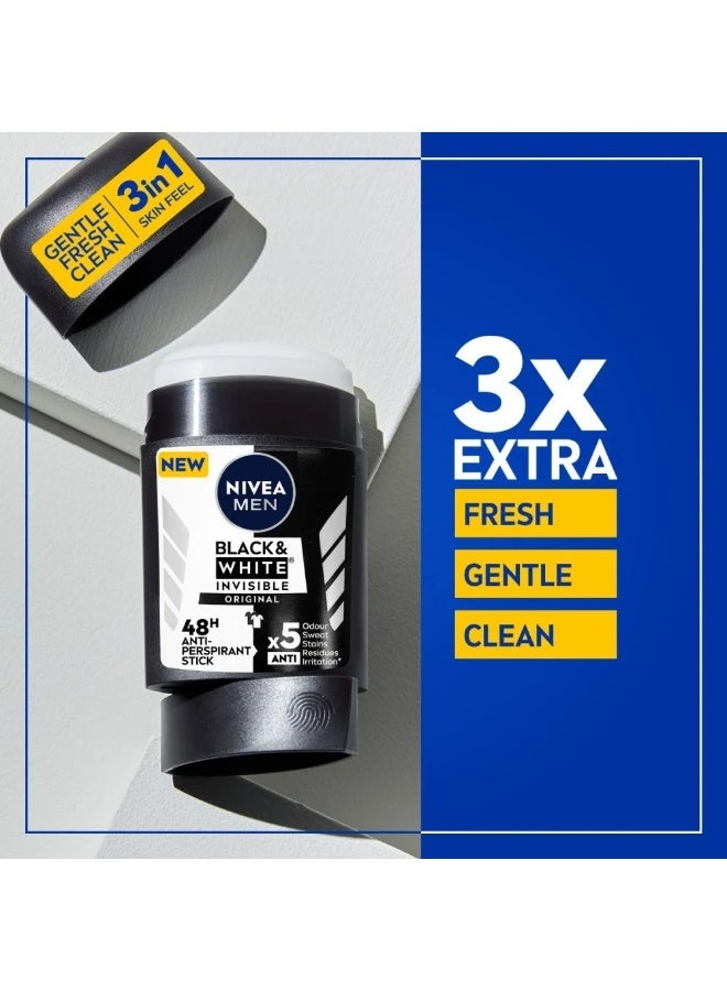 Nivea Men Invisible Black & White  Anti Perspirant Stick 50Ml - Image 2
