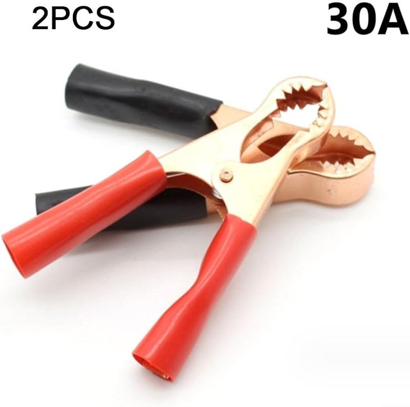 2PCS 30A Spring Clip Battery Connector with Wire High Conductivity Copper Plated Car Battery Terminal Clips - Image 3