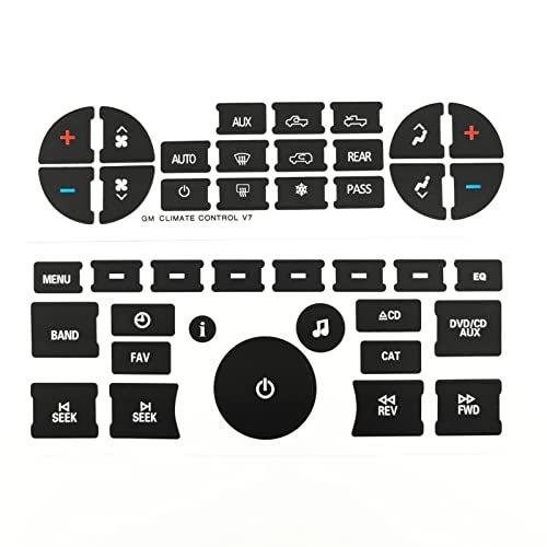 AtticZone AC Radio Dash Button Repair Kit Stickers Decals Compatible with GM GMC Yukon Acadia Sierra, Chevrolet Silverado Tahoe Suburban 2006-2014, 2Pcs (AC19 + Radio20) - Image 1