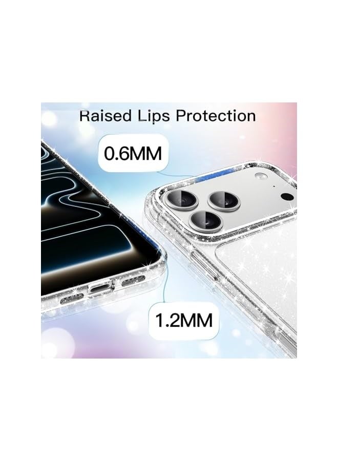 JETech Glitter Case for iPhone 17 Pro 6.3-Inch, Bling Sparkle Shockproof Phone Bumper Cover, Cute Sparkly for Women and Girls (Clear) - Image 4