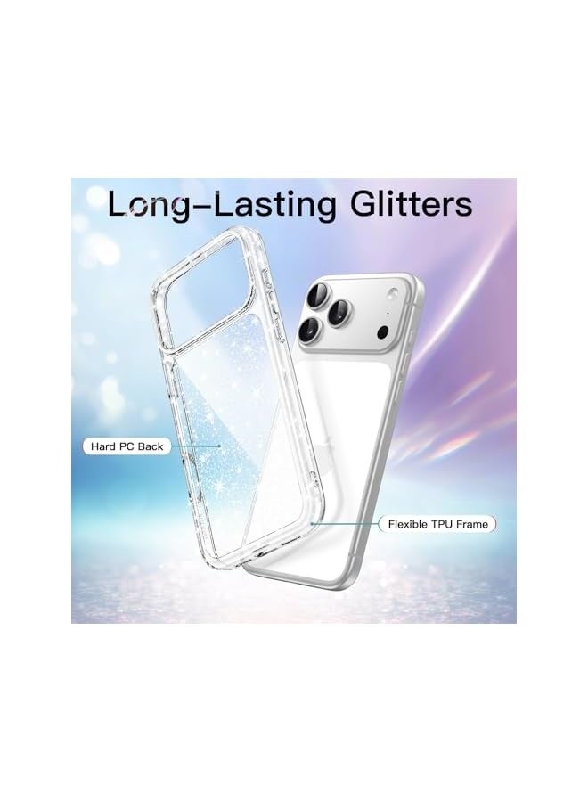 JETech Glitter Case for iPhone 17 Pro 6.3-Inch, Bling Sparkle Shockproof Phone Bumper Cover, Cute Sparkly for Women and Girls (Clear) - Image 3