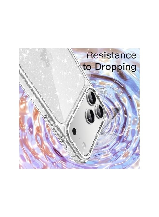 JETech Glitter Case for iPhone 17 Pro 6.3-Inch, Bling Sparkle Shockproof Phone Bumper Cover, Cute Sparkly for Women and Girls (Clear) - Image 5