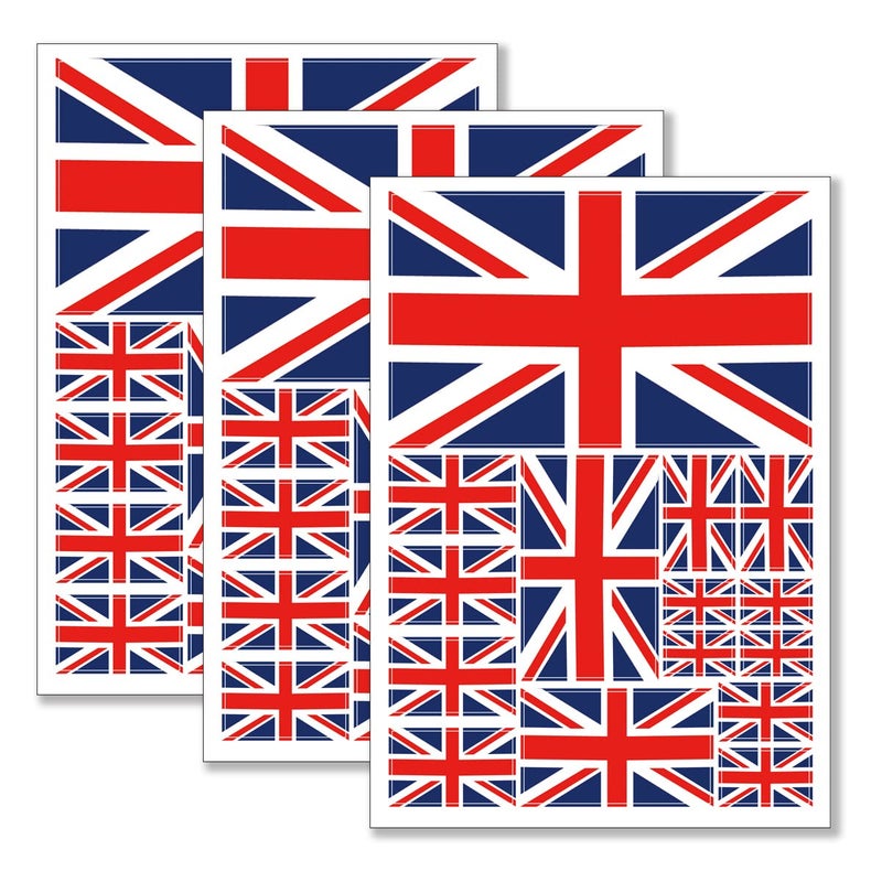 QQSD United Kingdom UK British Flag Sticker Union Jack Decal in Multiple Sizes 3 Pack 117 x 83 Inches