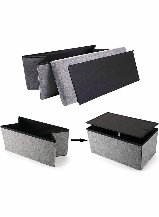 Generic - Folding Storage Ottoman Bench for Bedroom End of Bed Storage Chest Ottoman Foot Rest Ottoman with Storage for Living Room 76 x 38 x 38 cm 110L Capacity Hold up to 440 lb  （Grey） - Image 1