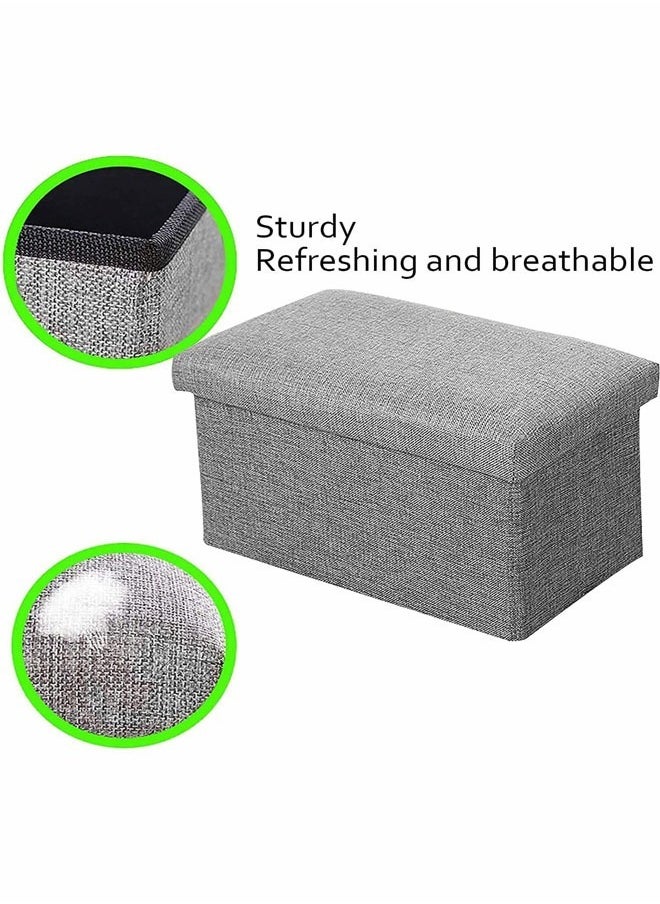 Generic - Folding Storage Ottoman Bench for Bedroom End of Bed Storage Chest Ottoman Foot Rest Ottoman with Storage for Living Room 76 x 38 x 38 cm 110L Capacity Hold up to 440 lb  （Grey） - Image 1