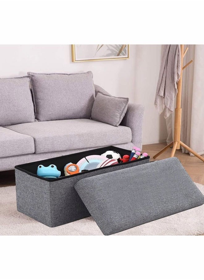 Generic - Folding Storage Ottoman Bench for Bedroom End of Bed Storage Chest Ottoman Foot Rest Ottoman with Storage for Living Room 76 x 38 x 38 cm 110L Capacity Hold up to 440 lb  （Grey） - Image 1