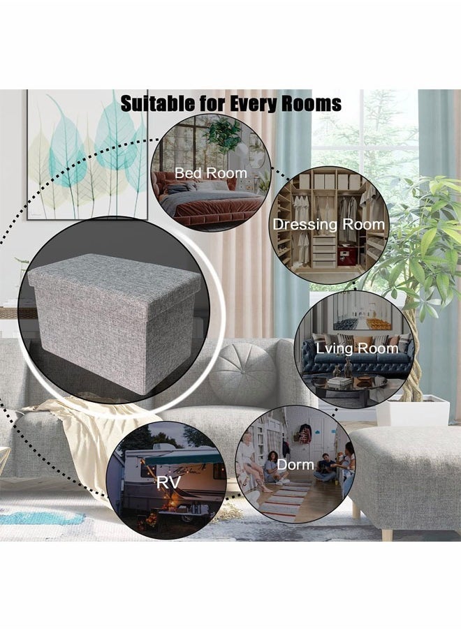 Generic - Folding Storage Ottoman Bench for Bedroom End of Bed Storage Chest Ottoman Foot Rest Ottoman with Storage for Living Room 76 x 38 x 38 cm 110L Capacity Hold up to 440 lb  （Grey） - Image 1