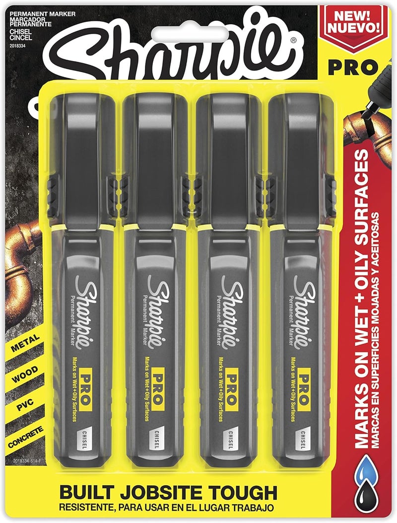 Sharpie SHARPIE Pro Permanent Marker Medium Chisel Tip Black 4Count Marker 2018334  - Image 1