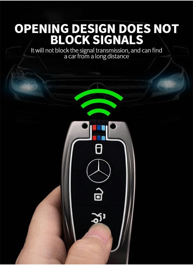 GROIC - For Mercedes Benz Key Fob Cover, Full Protection Key Fob Shell Keyless Smart Key Holder Compatible with Mercedes Benz Luxury Shell Buckle Case - Image 1