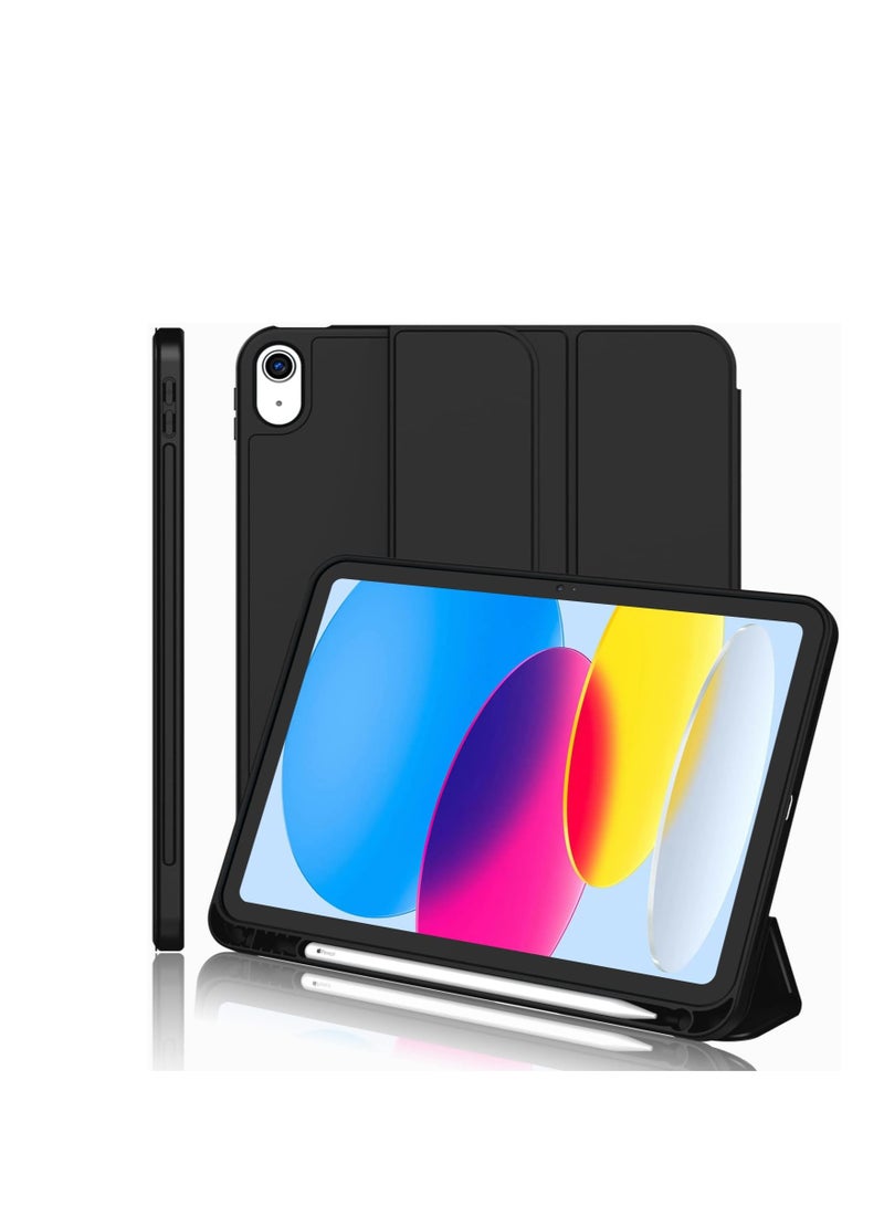 MHM Case Compatible with iPad (A16) 11th Generation 2025/10.9 with Pencil Holder, Smart Trifold Cover with Soft TPU, Auto Wake/Sleep, Black - Image 1