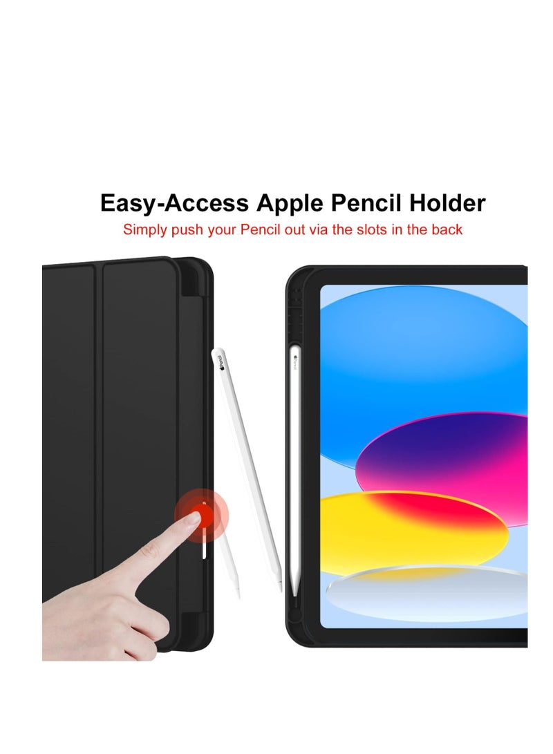 MHM Case Compatible with iPad (A16) 11th Generation 2025/10.9 with Pencil Holder, Smart Trifold Cover with Soft TPU, Auto Wake/Sleep, Black - Image 2