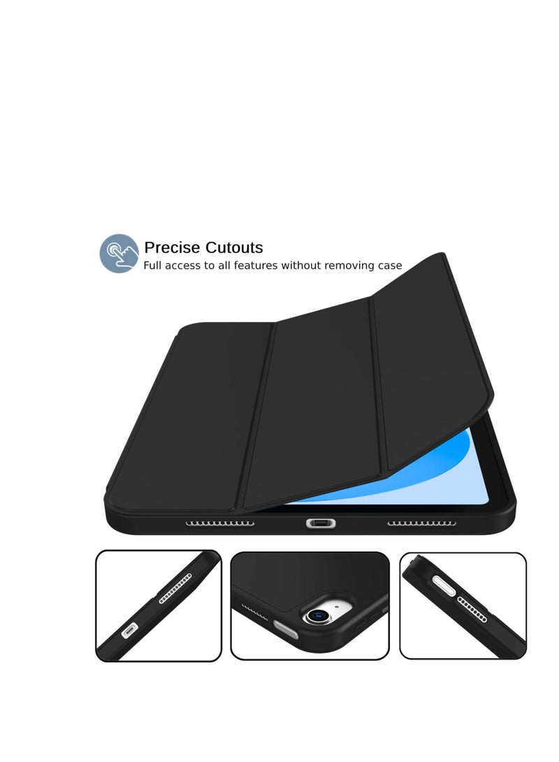 MHM Case Compatible with iPad (A16) 11th Generation 2025/10.9 with Pencil Holder, Smart Trifold Cover with Soft TPU, Auto Wake/Sleep, Black - Image 3