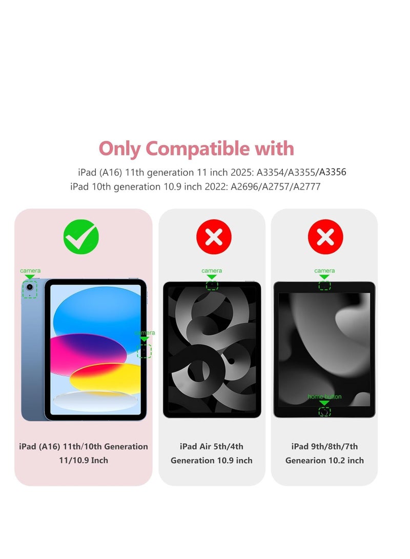 MHM Case Compatible with iPad (A16) 11th Generation 2025/10.9 with Pencil Holder, Smart Trifold Cover with Soft TPU, Auto Wake/Sleep, Black - Image 5